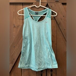 Blue green Nike tank top with cross back detail. Size medium